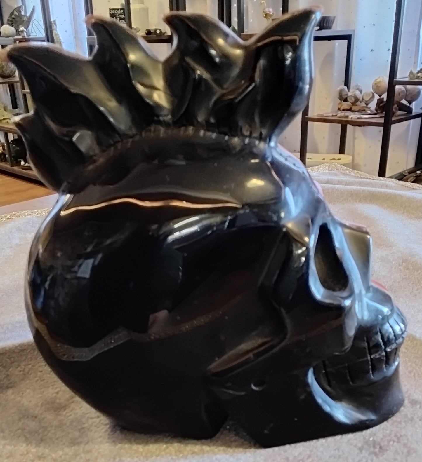 Obsidian/Red Jasper Skull -2