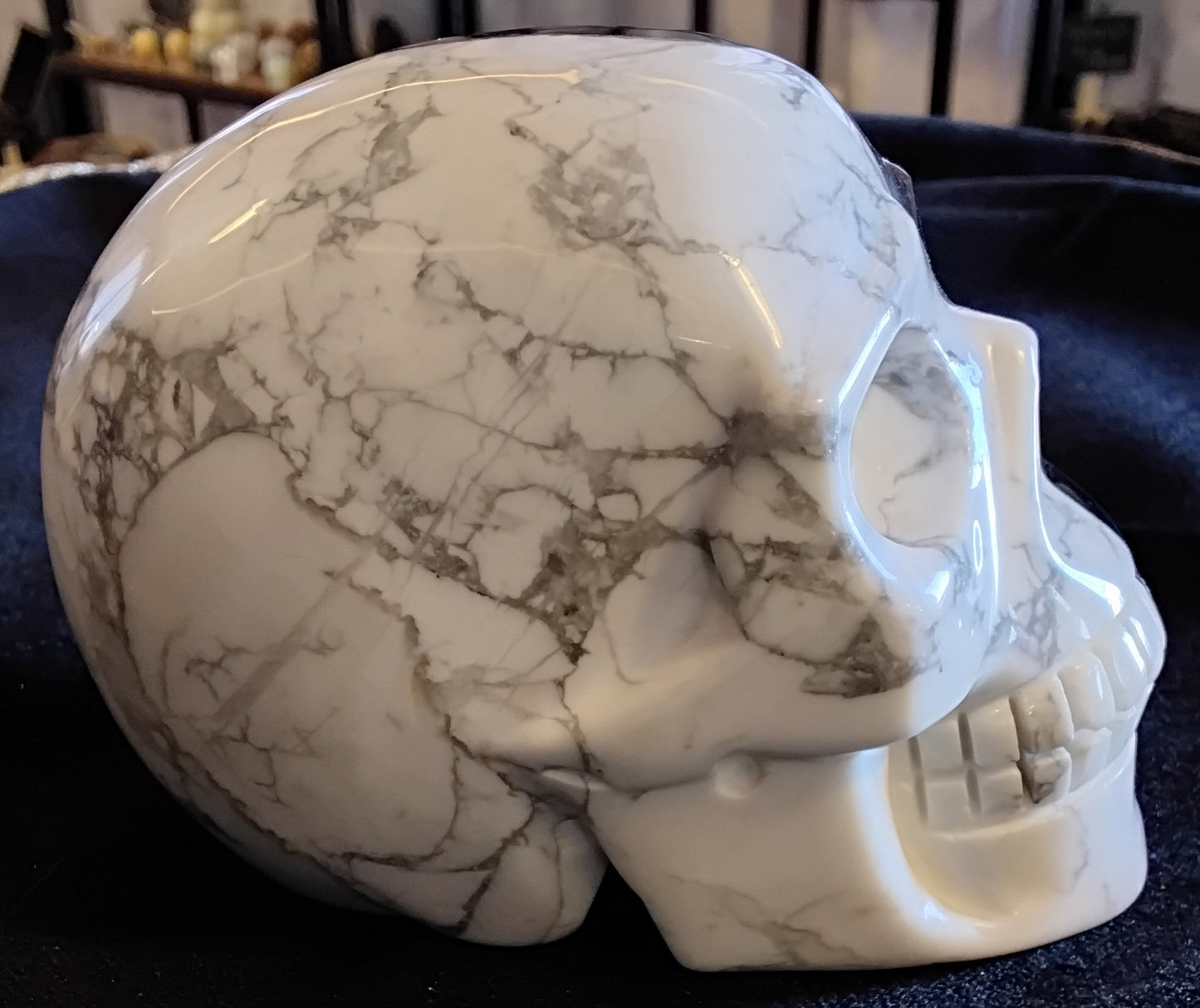 Silver Obsidian/Howlite Skull