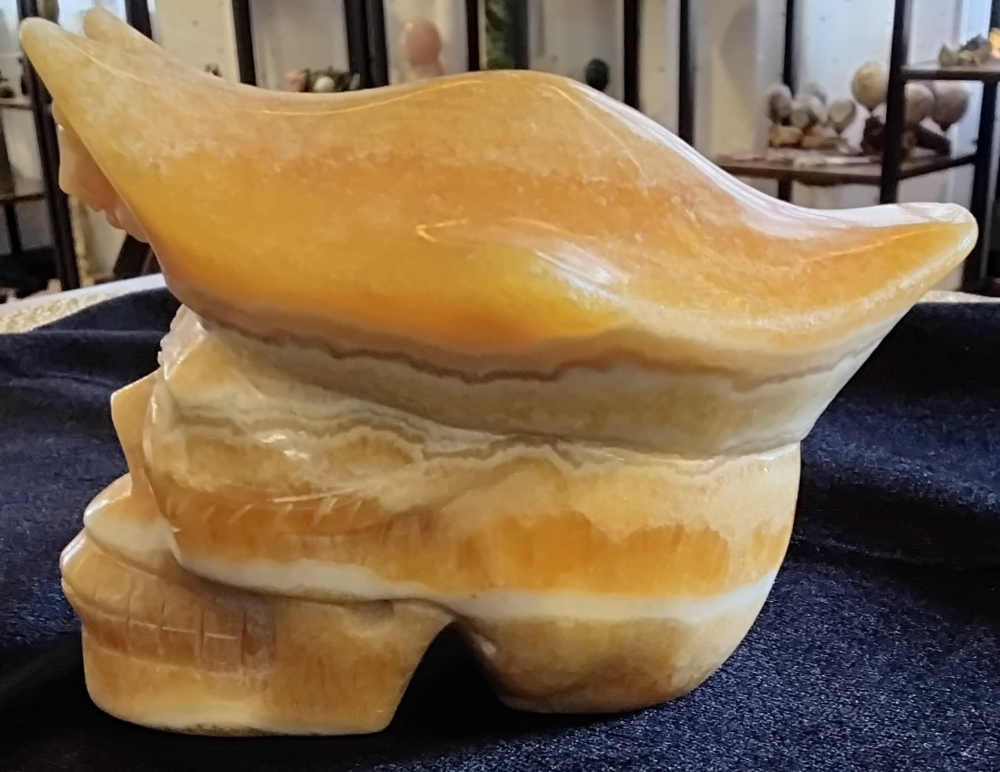 Honey Calcite Pirate Skull