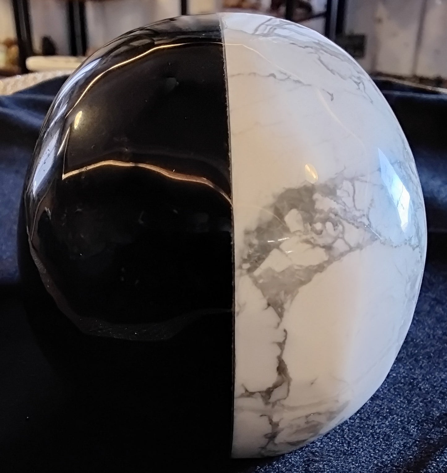 Silver Obsidian/Howlite Skull