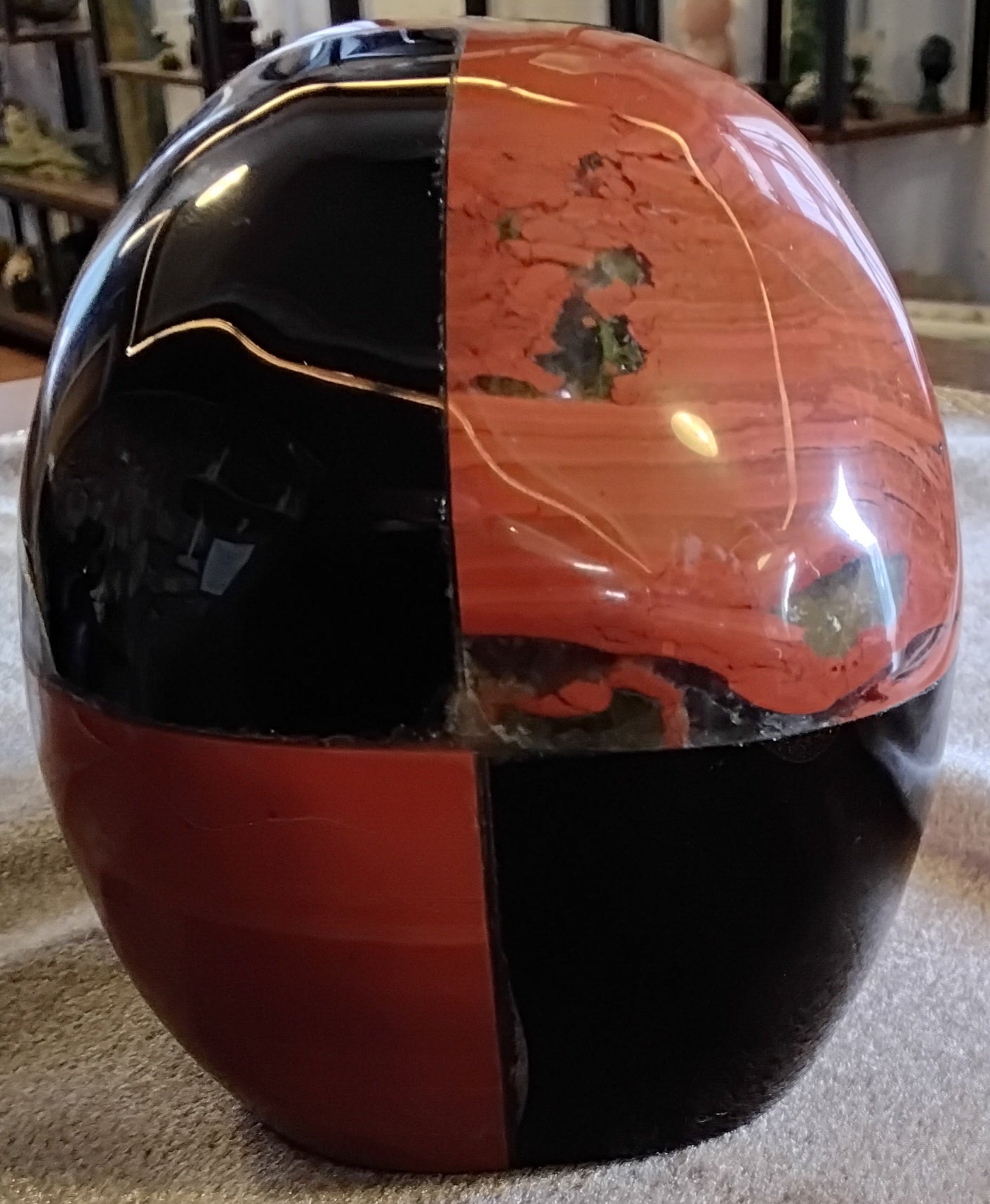 Obsidian/Red Jasper Skull -1