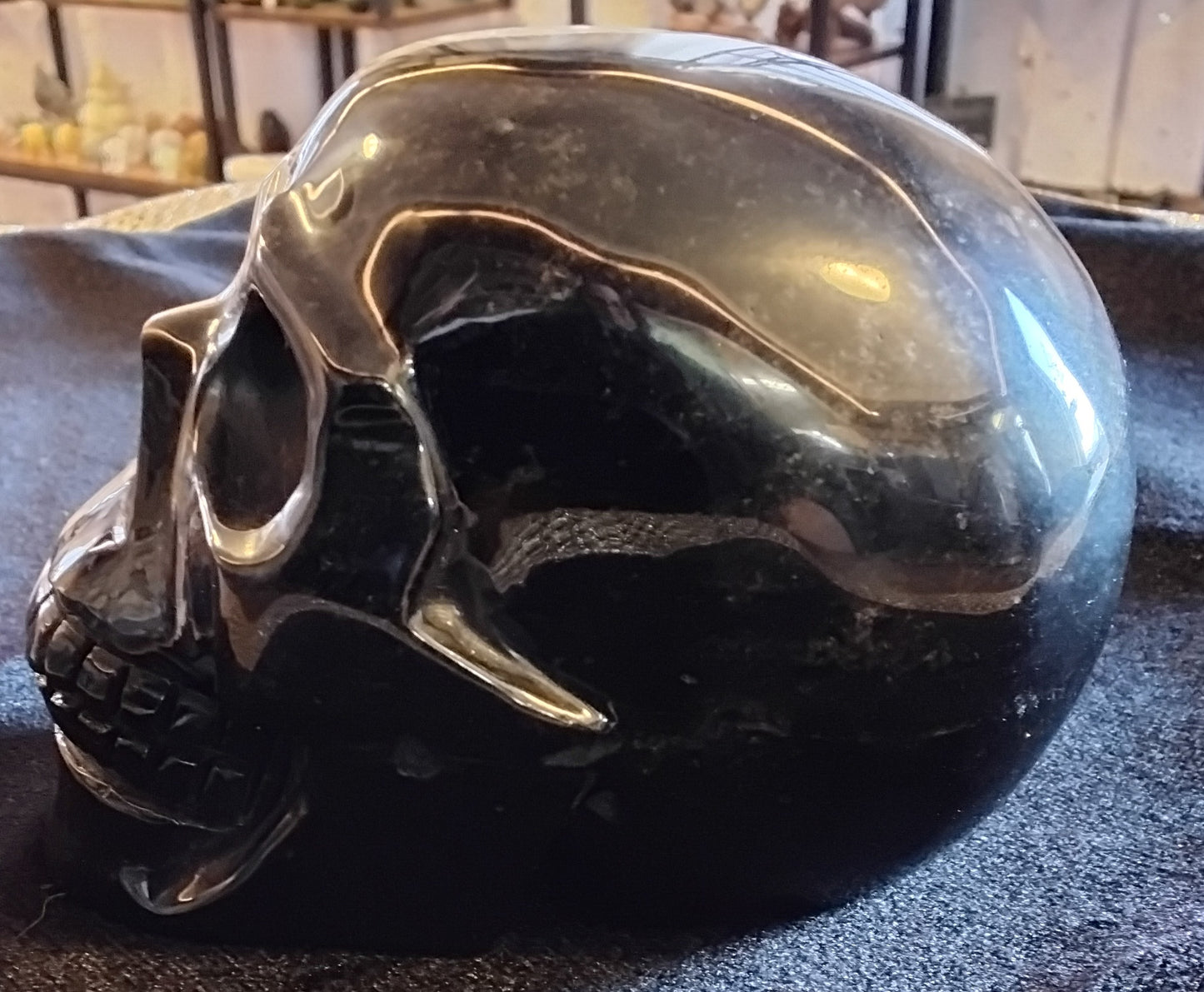 Silver Obsidian/Howlite Skull