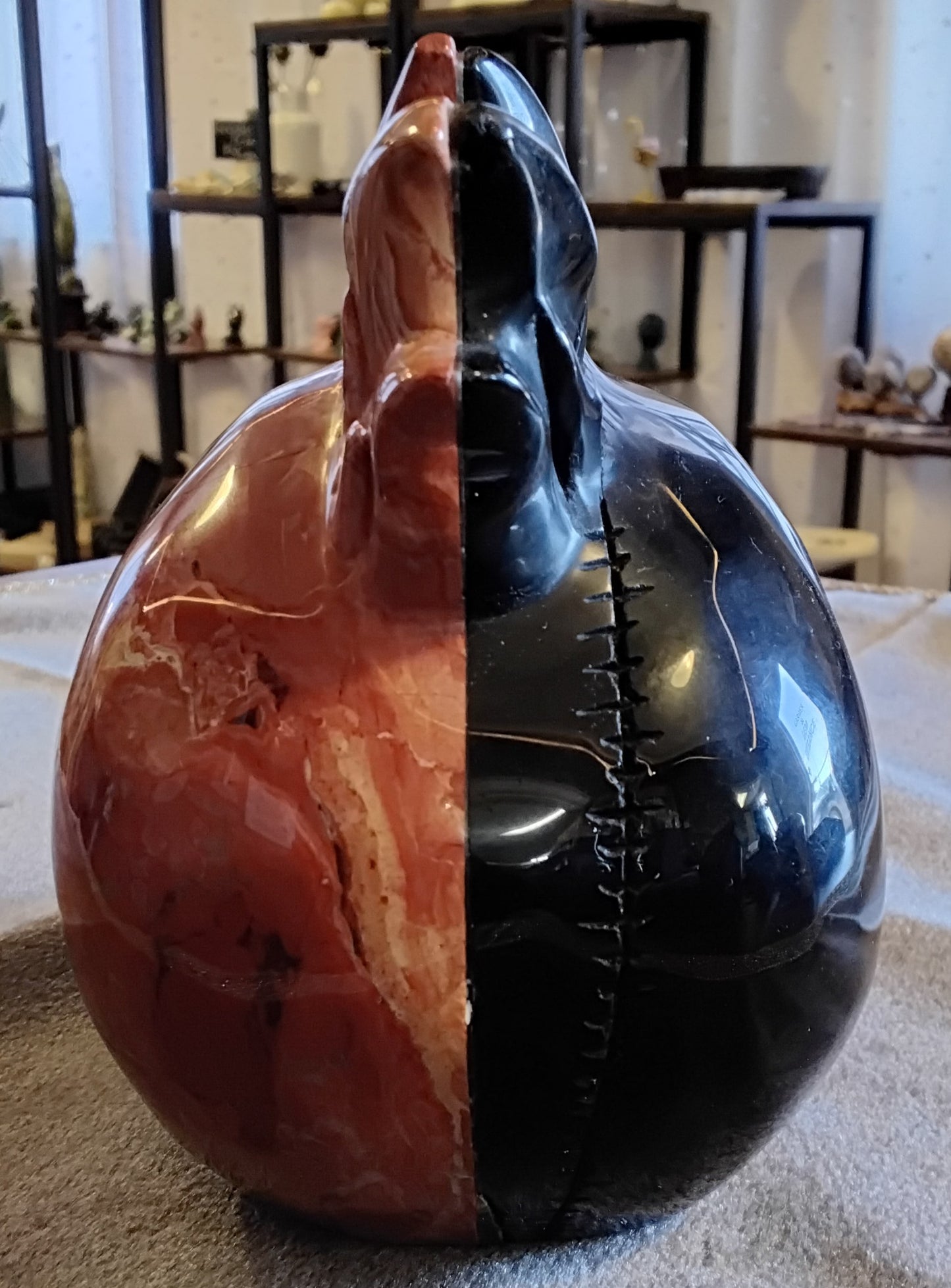 Obsidian/Red Jasper Skull -2