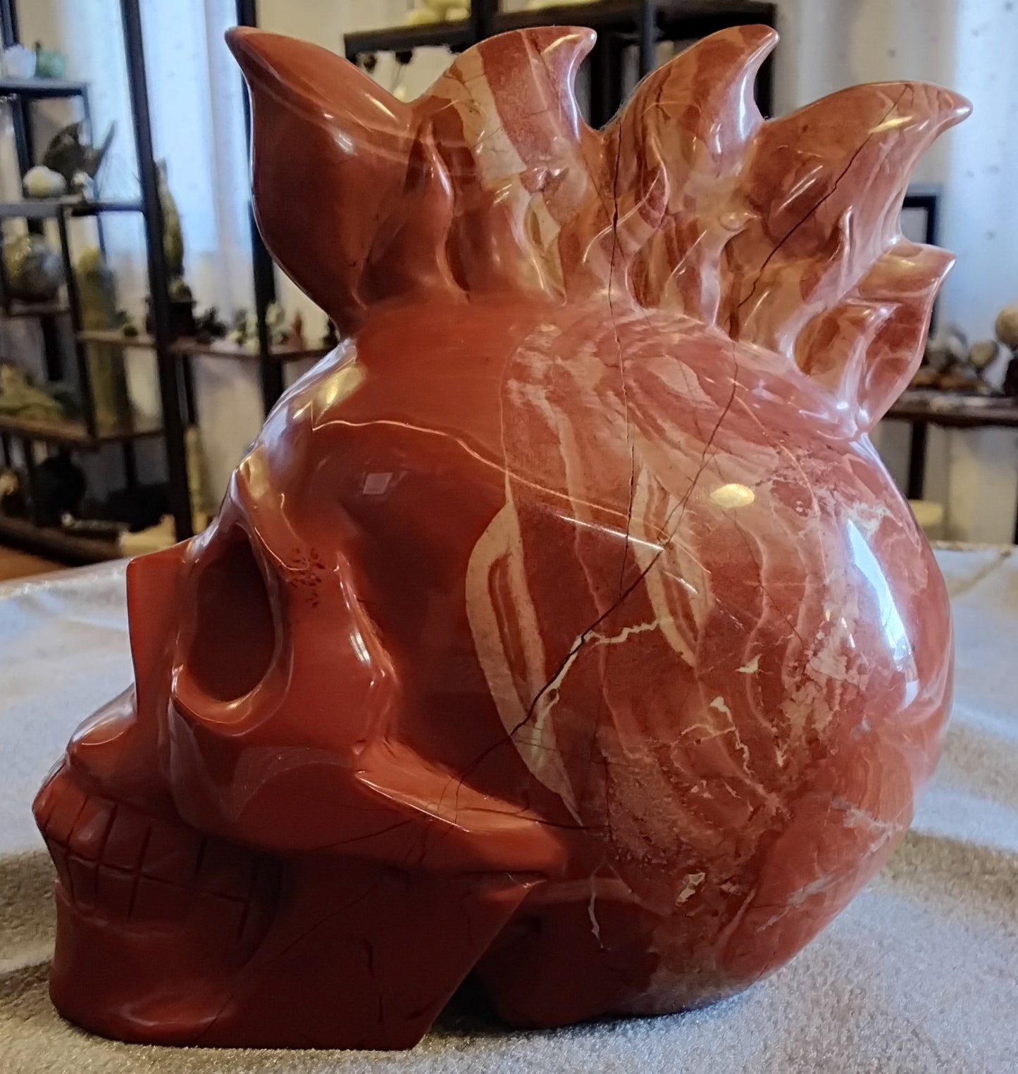 Obsidian/Red Jasper Skull -2