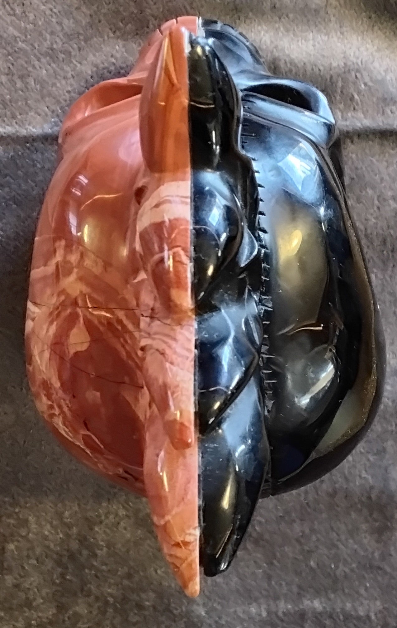 Obsidian/Red Jasper Skull -2